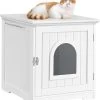 MEUBELEXPERT – Kattenhuis Kattenmand Wit Gesloten Kattentoilet Met Ingang En Handdoekhouder Kattenbak Kast Voor Katten Honden Huisdier 48,5 X 51 X 51,5 Cm Hout -Huisdierbenodigdheden Winkel 1060x1200