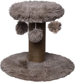 Topmast Krabpaal Fluffy Rio – Beige – 39 X 39 X 34 Cm – Krabpaal Voor Katten – Met Kattenspeeltjes – Duurzaam Sisal Touw