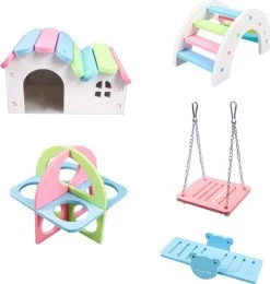Hamster Huisje / 5- Delig / Glijbaan / Klimtoestel 2x / Schommel / Wipwap / Muis / Chinchilla / Cavia