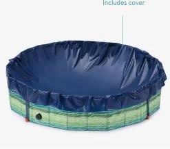 Navaris XL Hondenzwembad Met Afdekzeil – 160 Cm Diameter – Voor Grote En Kleine Honden – Met Palmbladprint