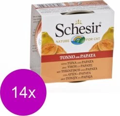 Schesir Kat Blik Gelei 75 G – Kattenvoer – 14 X Tonijn&Papaja