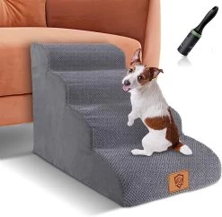 Hondentrap 4 Treden, Huisdiertrap Voor Grote Honden En Katten, Antislip Oppervlak, Wasbare Hondentrap Met Afneembare Hoes Voor Slaapbank Hoog Bed, Stuur 1 Pluizenroller