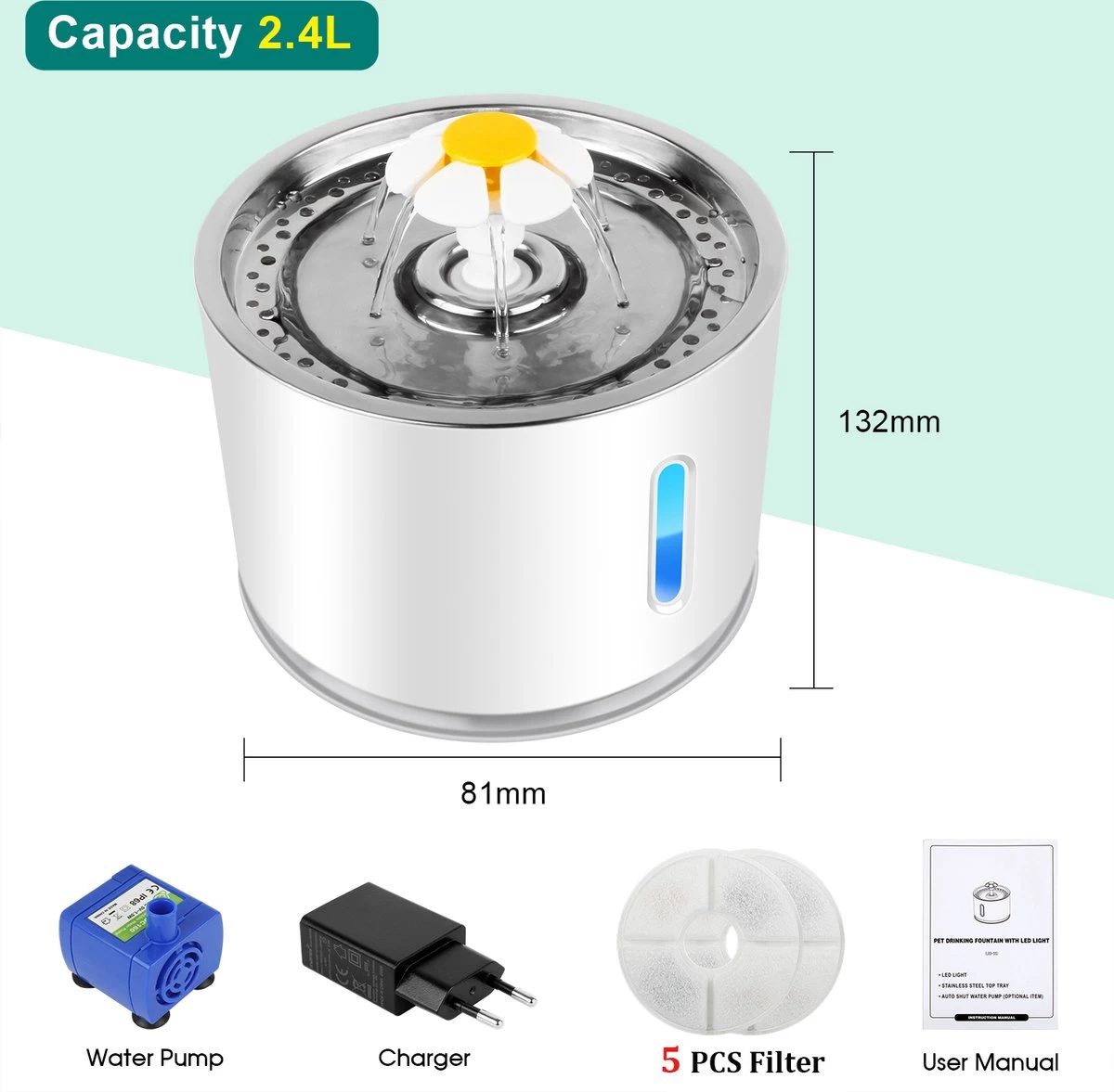 Drinkfontein Kat – Waterdispenser – Waterautomaat – Inclusief Filters Voor Vervanging 3 Drinkfontein Kat – Waterdispenser – Waterautomaat – Inclusief Filters Voor Vervanging