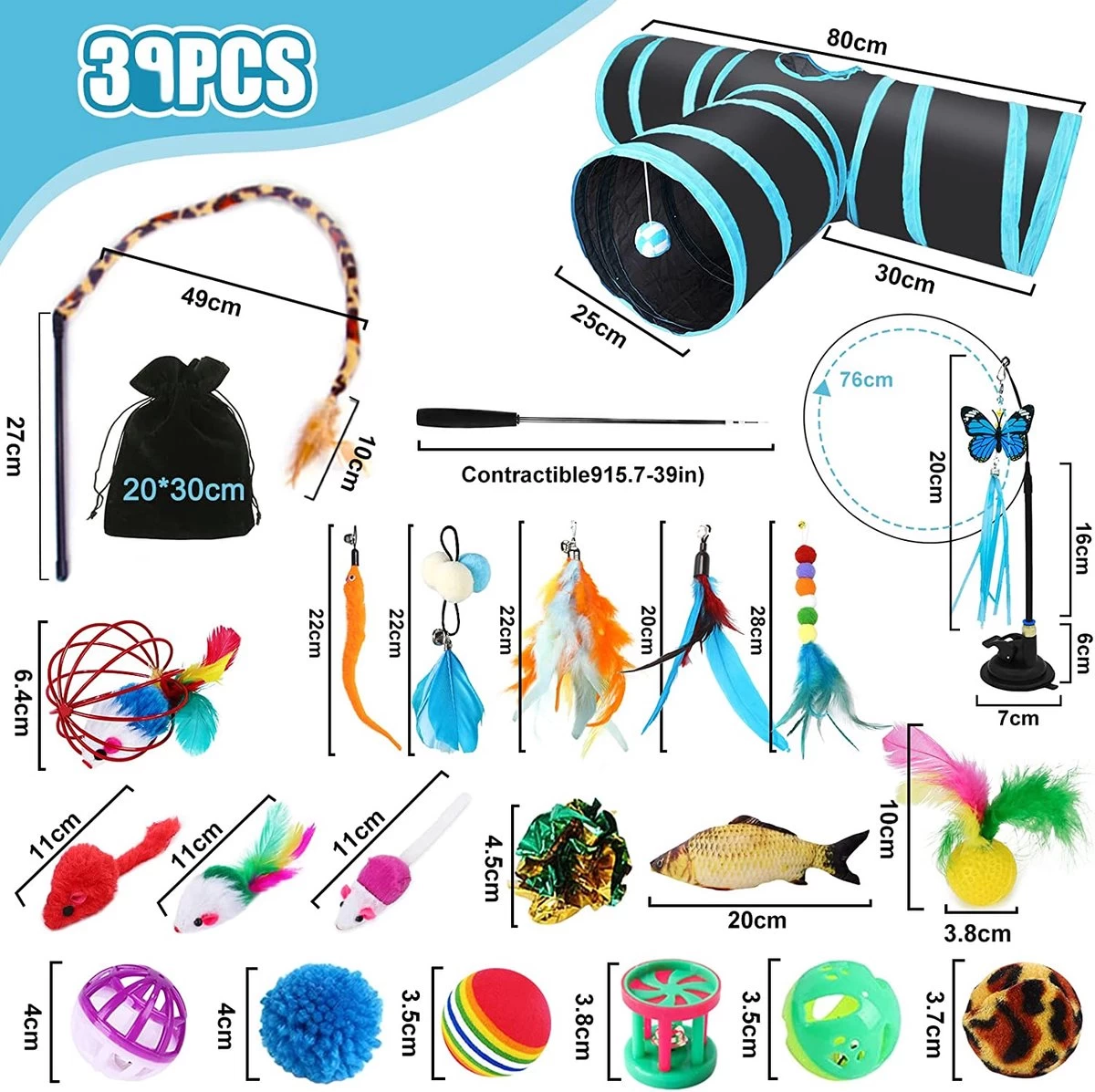 JOTOL 39pcs Kattenspeelgoed,Cat Interactive Wand Toy Set,Kattenspeelgoed Set Voor Indoor Katten Set Met Kattentunnels,Ballen,Veerspeelgoed,Pluche Speelgoed,Speelgoedmuizen Voor Indoor Katten Kitten 3 JOTOL 39pcs Kattenspeelgoed,Cat Interactive Wand Toy Set,Kattenspeelgoed Set Voor Indoor Katten Set Met Kattentunnels,Ballen,Veerspeelgoed,Pluche Speelgoed,Speelgoedmuizen Voor Indoor Katten Kitten