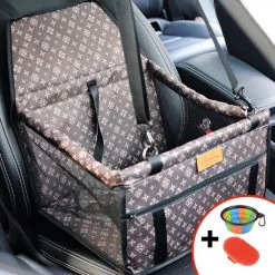 Autostoel Hond – Opvouwbaar Honden Zitje – Dieren Zitje – Puppyzitje – Auto Bench Hond – Luxe Autozitje – Hondenmand – Incl Opvouwbaar Voerbakje En Borstel – Veiligheidsband – Veilig Onderweg – Schone Auto –