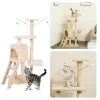 Cheqo® XL Kattenkrabtoren Wit – Krabtoren – Krabpaal – Huis Voor Katten – Krabton – Kattenhuis – 45x30x110cm – Beige – 6 Palen, 4 Planken, 1 Ladder, 1 Nest, 2 Speelgoedmuizen Met Stokken En Touw -Huisdierbenodigdheden Winkel 1200x1200 44