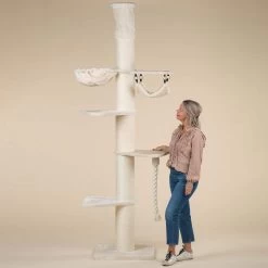 Krabpaal Plafondhoog Voor Grote Katten Maine Coon Tower Crown Crème Beige Van RHRQuality
