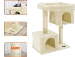 Krabpaal – Katten Slaap Plek – 2 Gaten – Met Platform – 84 Cm – Beige
