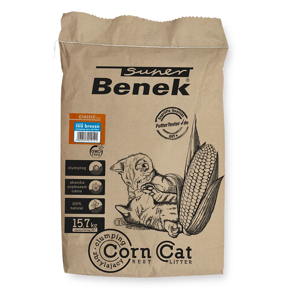 25 L Super Benek Corn Cat Sea Breeze Kattenbakvulling 3 25 L Super Benek Corn Cat Sea Breeze Kattenbakvulling