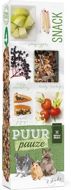 Witte Molen Puur Pauze Sticks Rozenbottel En Appel | Voor Knaagdieren