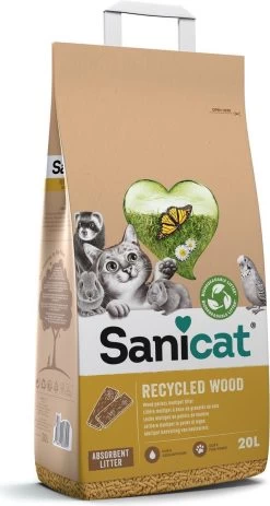 Sanicat Clean & Green – Kattenbakvulling – Gerecycled – Houtkorrel – 20 Liter