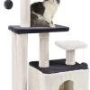 MC Star Stabiele Krabpaal, Kattenboom, Kattenkrabpaal, Tweedeurs, Hol, Speelhuis, Meerdere Platforms En Speelgoed, Pluche Ballen Met Klokken, Klimboom Voor Katten Middelhoog 100 Cm, Grijs En Beige -Huisdierbenodigdheden Winkel 693x1200