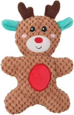 Hondenspeelgoed – Kerst – Katoen – Touw – Knuffel – Geluid – Stevig – Touw – Hond – Kerstmis – Rendier – Rood – Groen – Blauw – 20 X 12 Cm
