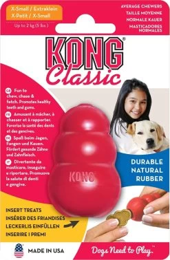 Hondenspeelgoed – Kong Classic Rubber – Kleur: Rood – Maat: Extra Small Voor Honden Tot 2 Kg.