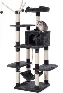 Krabpaal Voor Katten – Extra Groot – Hangmat En Grot- Rookgrijs