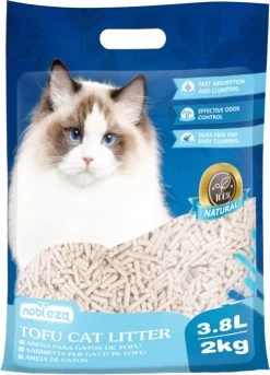 Nobleza 48REM – Tofu Kattenbakvulling – Snel Absorberend – 3.8 L – Klontvormend – 2 Kg