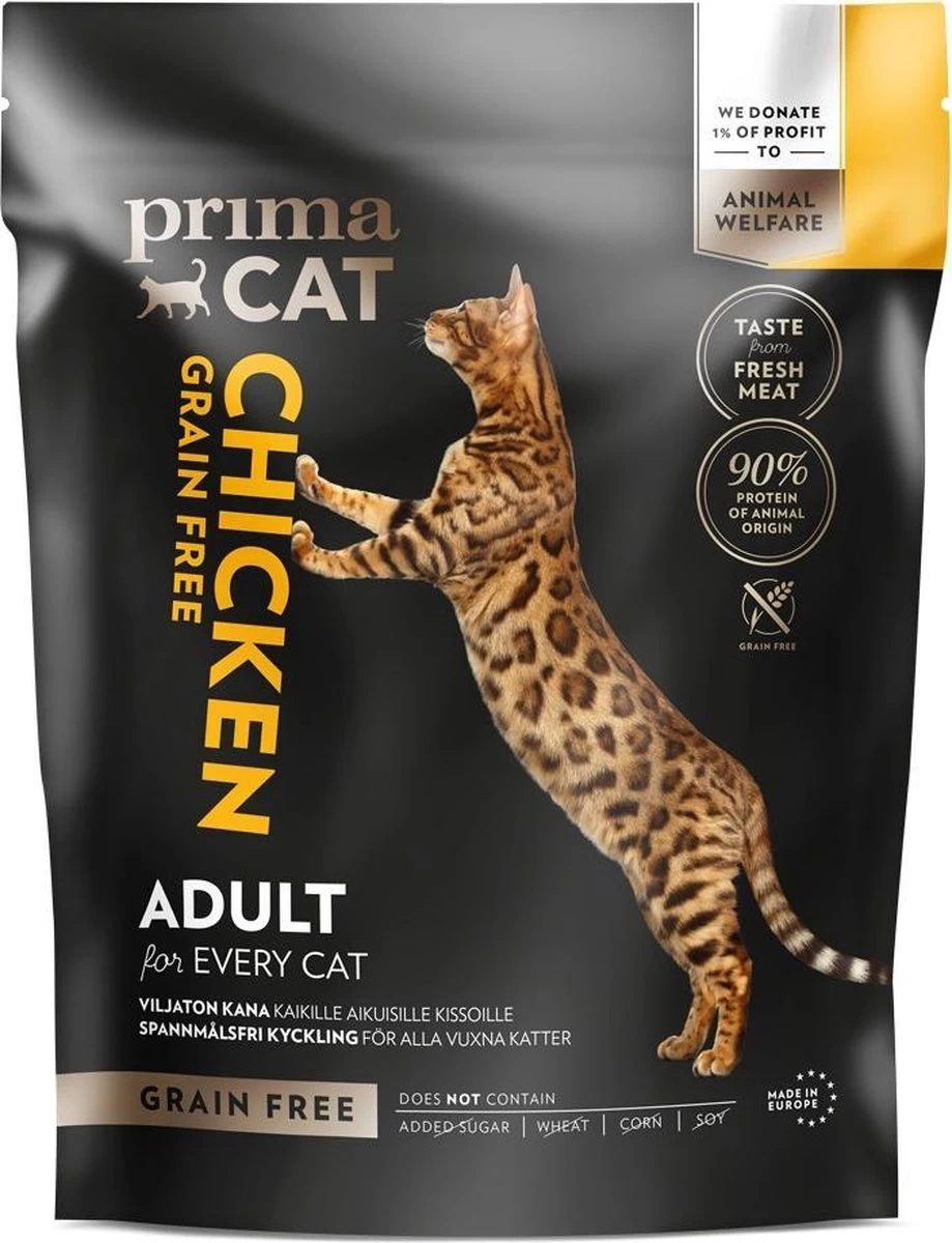 PrimaCat Adult – Graanvrij Kattenvoer – Droog Kattenvoer – Gevogelte – 1,4 Kg