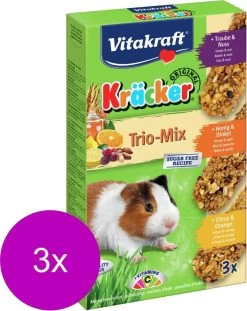 Vitakraft Cavia Kracker 3in1 – Knaagdiersnack – 3 X Honing&Popcorn&Active